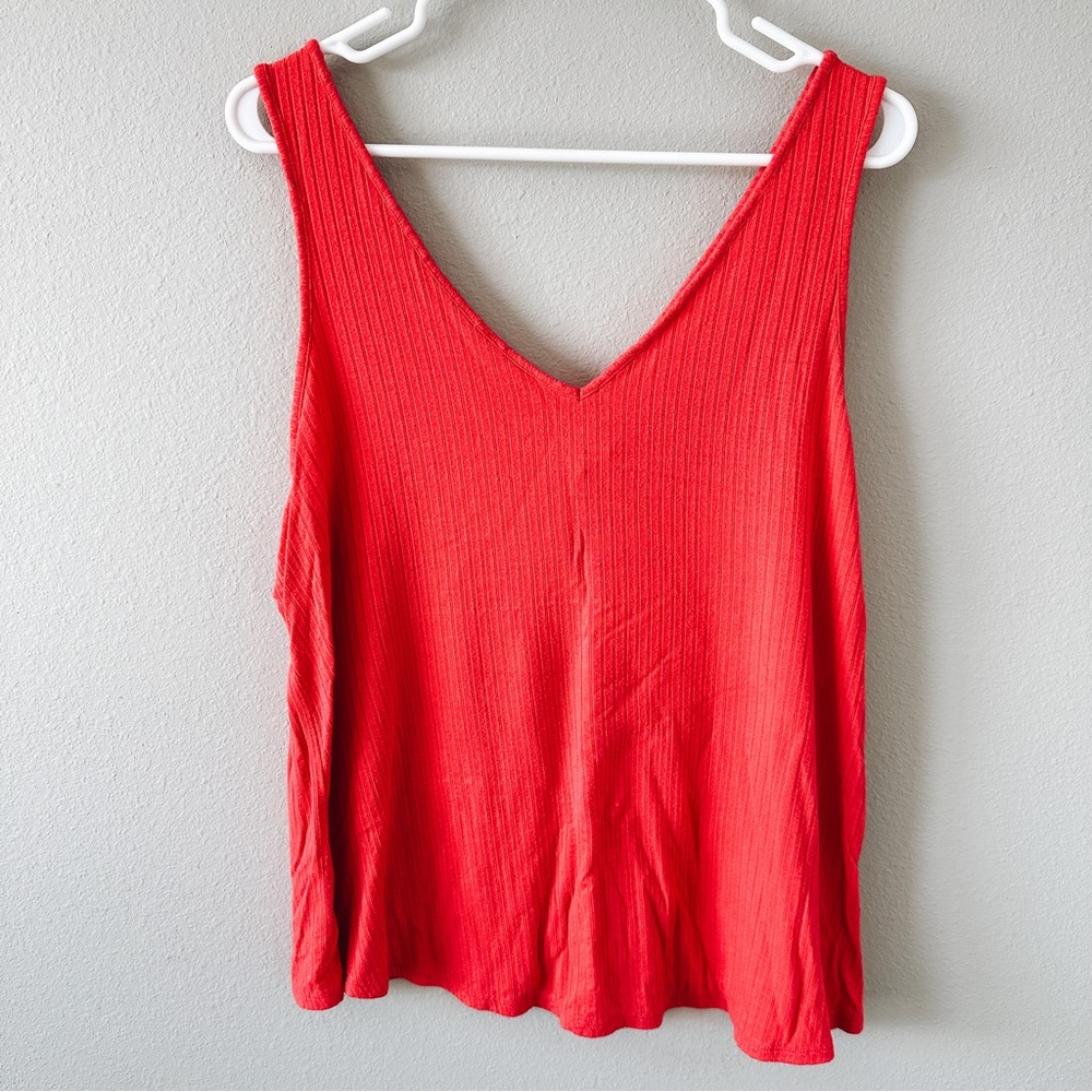 Mudd Red/Dark Park Flowy V-Neck Casual Tank Top Size XXL